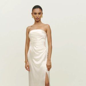 Reformation Barrow Silk Dress in Ivory